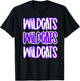 Wildcats Repeating School Spirit Purple White T-Shirt - T-Shirt | Black