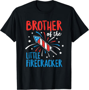 Big Brother Of The Little Firecracker Pregnancy Announcement T-Shirt - T-Shirt | Black