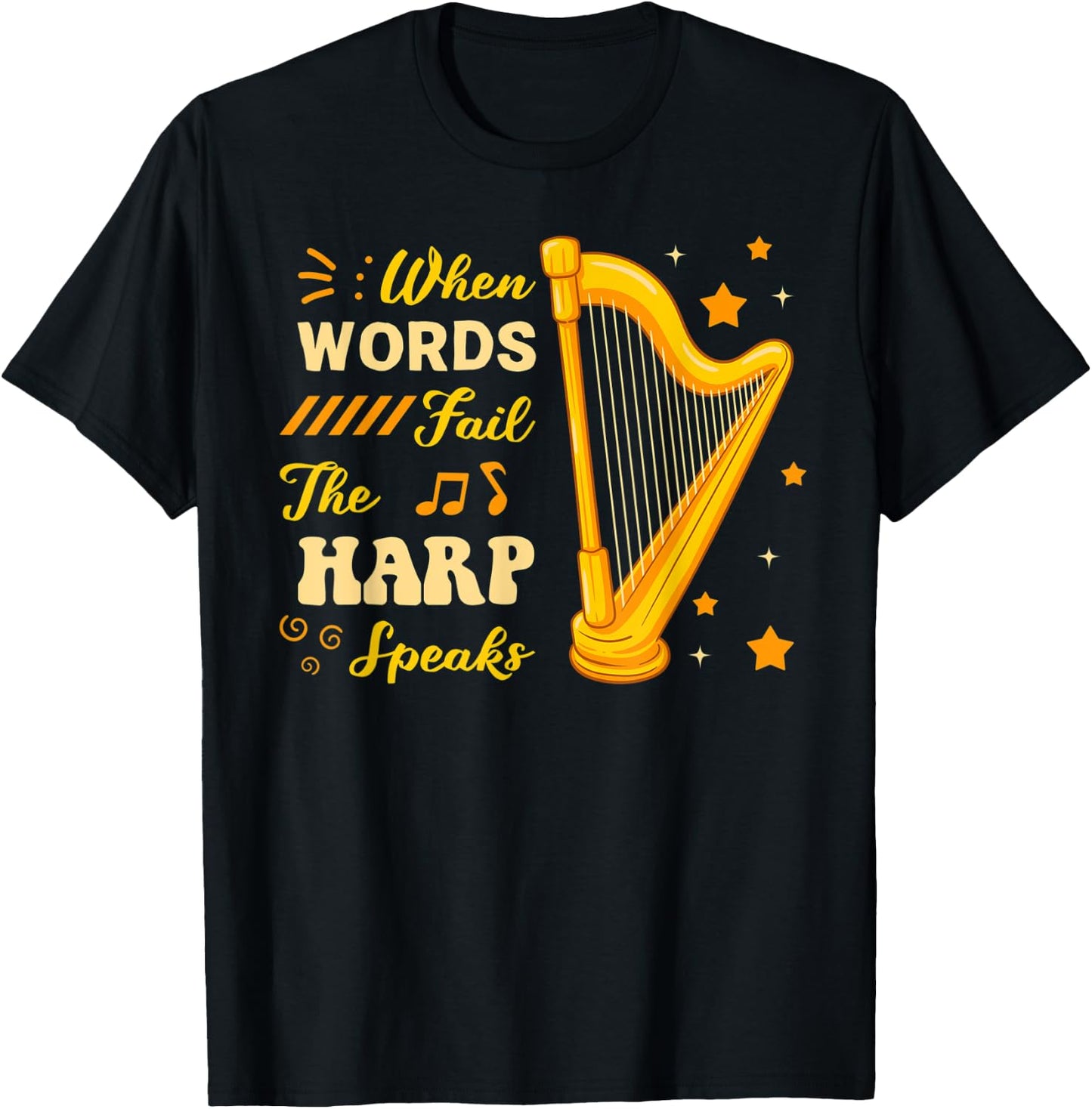 Harp Player Harpist Music Lover Musician Stringed Instrument T-Shirt - T-Shirt | Black