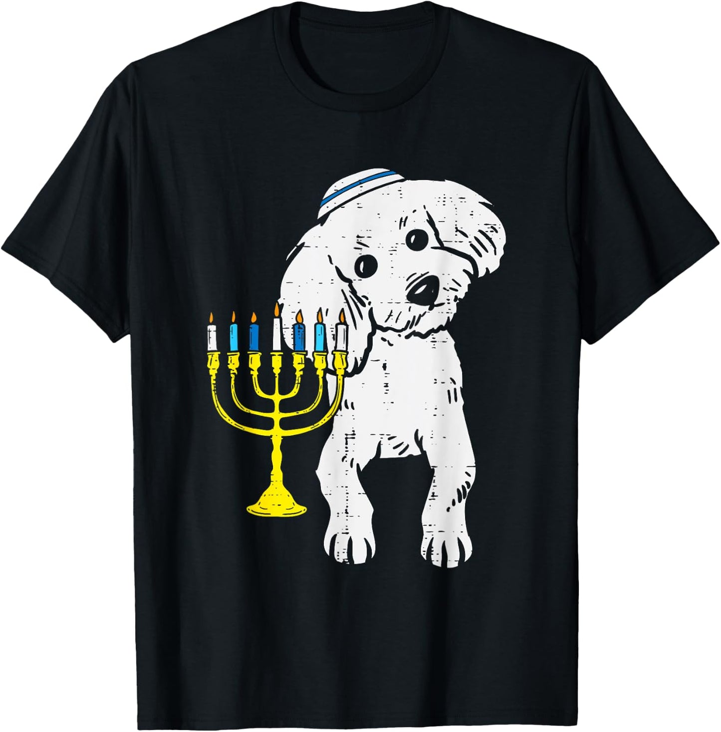 Jewish Poodle Dog Menorah Hanukkah Pajamas Chanukah PJs T-Shirt - T-Shirt | Black