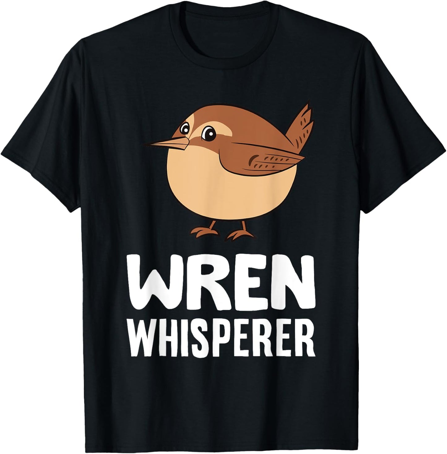 Cute Wren Bird Gifts And Wren Whisperer -Adults & Kids Black Cartoon Small T-Shirt - T-Shirt | Black