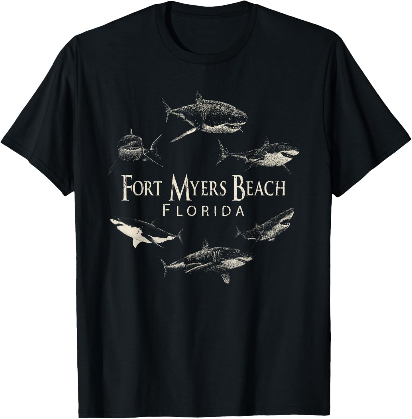 Fort Myers Beach Retro Fort Myers Beach Fl Shark Women Girls Kids T-Shirt - T-Shirt | Black