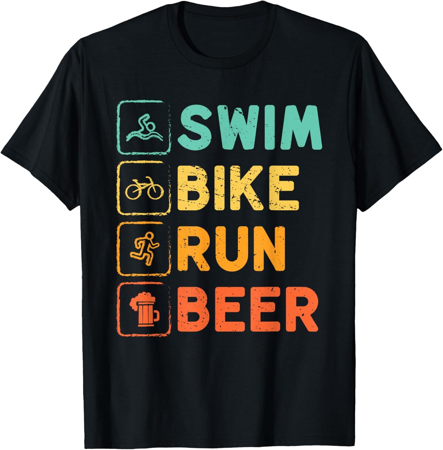 Swim Bike Run Beer Triathlon Athlete Swim Run Bike T-Shirt - T-Shirt | Black