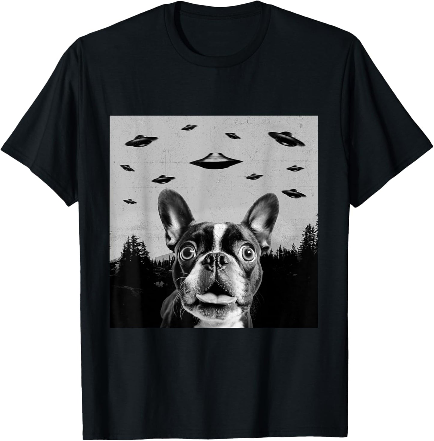 Alien UFO Funny Frenchton Dog Lover Men Women Kids T-Shirt - T-Shirt | Black