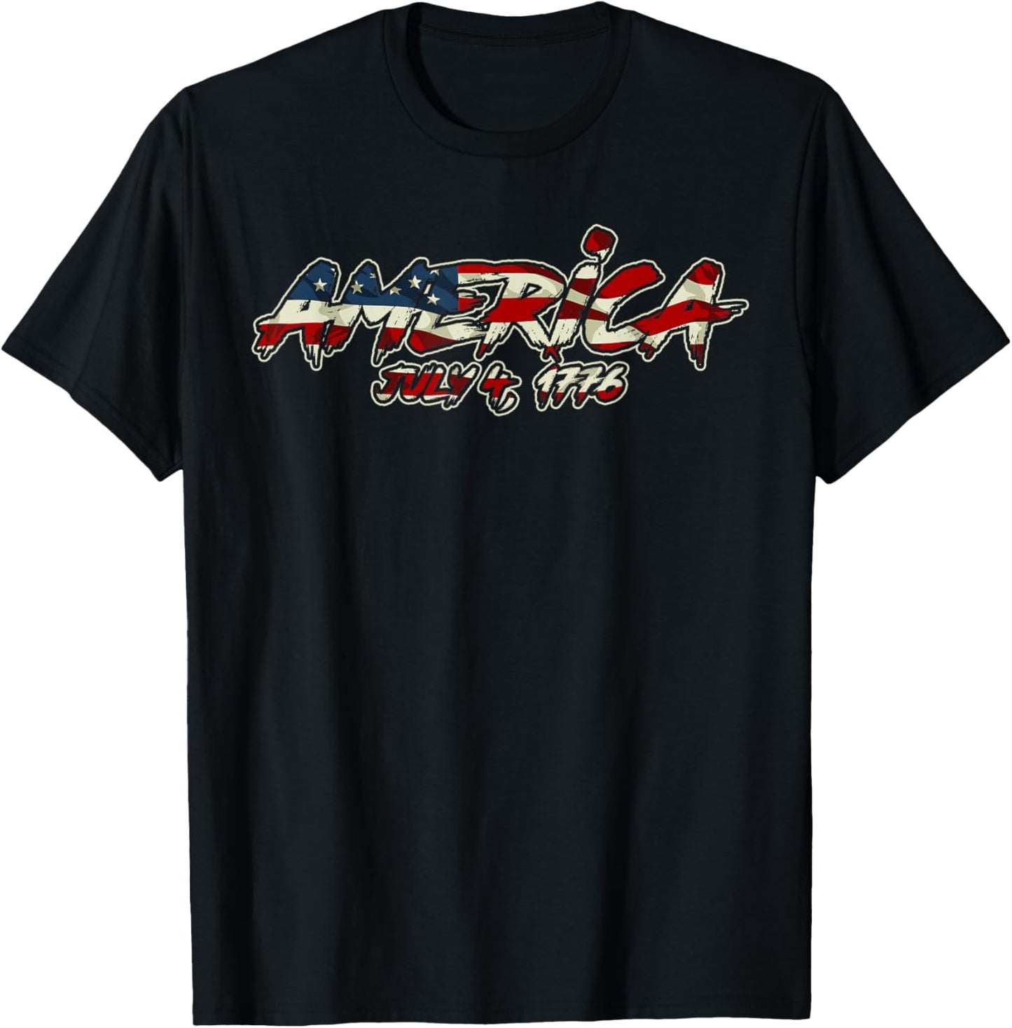 America July 4 1776 4th Of July USA Flag Patriotic American Men T-Shirt - T-Shirt | Black