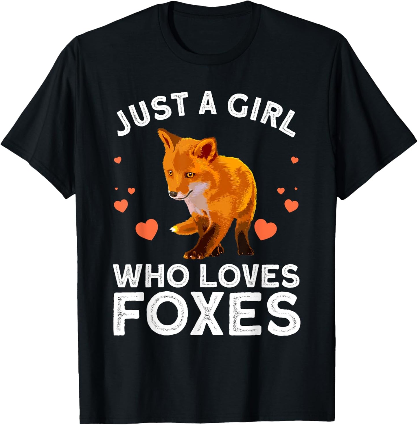 Cute Fox Design Girls Vulpes Animal Fox Lovers T-Shirt - T-Shirt | Black