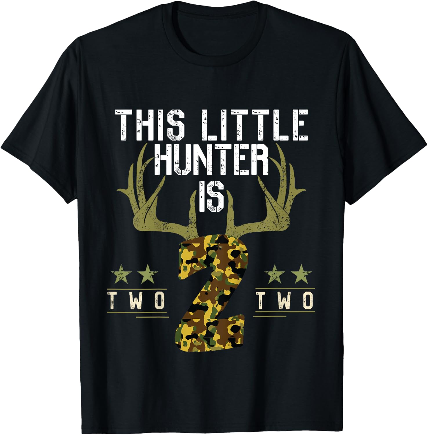 Kids 2th Birthday Funny Deer Hunter Two Years Old Boy Hunting T-Shirt - T-Shirt | Black
