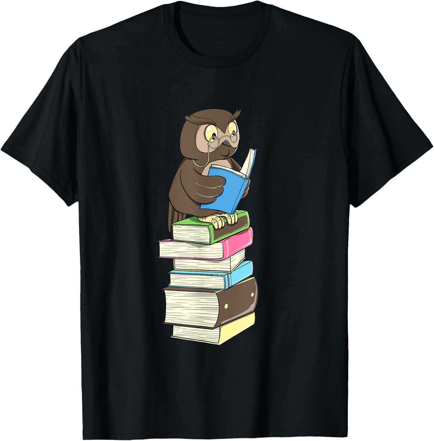 Owl Reader - Books Bookworm Bird Animal Lover Ornithologist T-Shirt - T-Shirt | Black