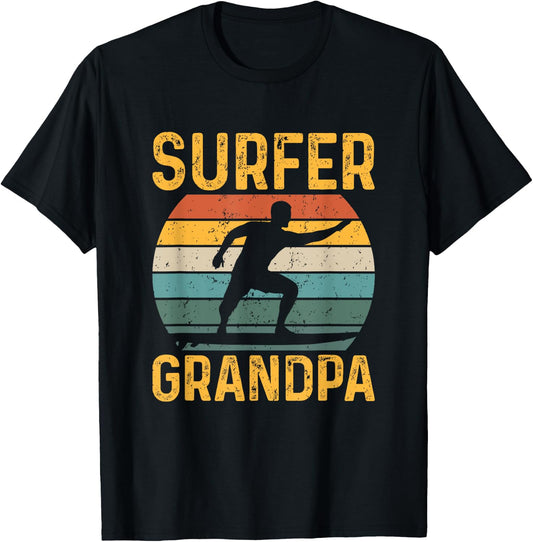 Vintage Surfer Grandpa Retro Surfing Grandfather T-Shirt - T-Shirt | Black