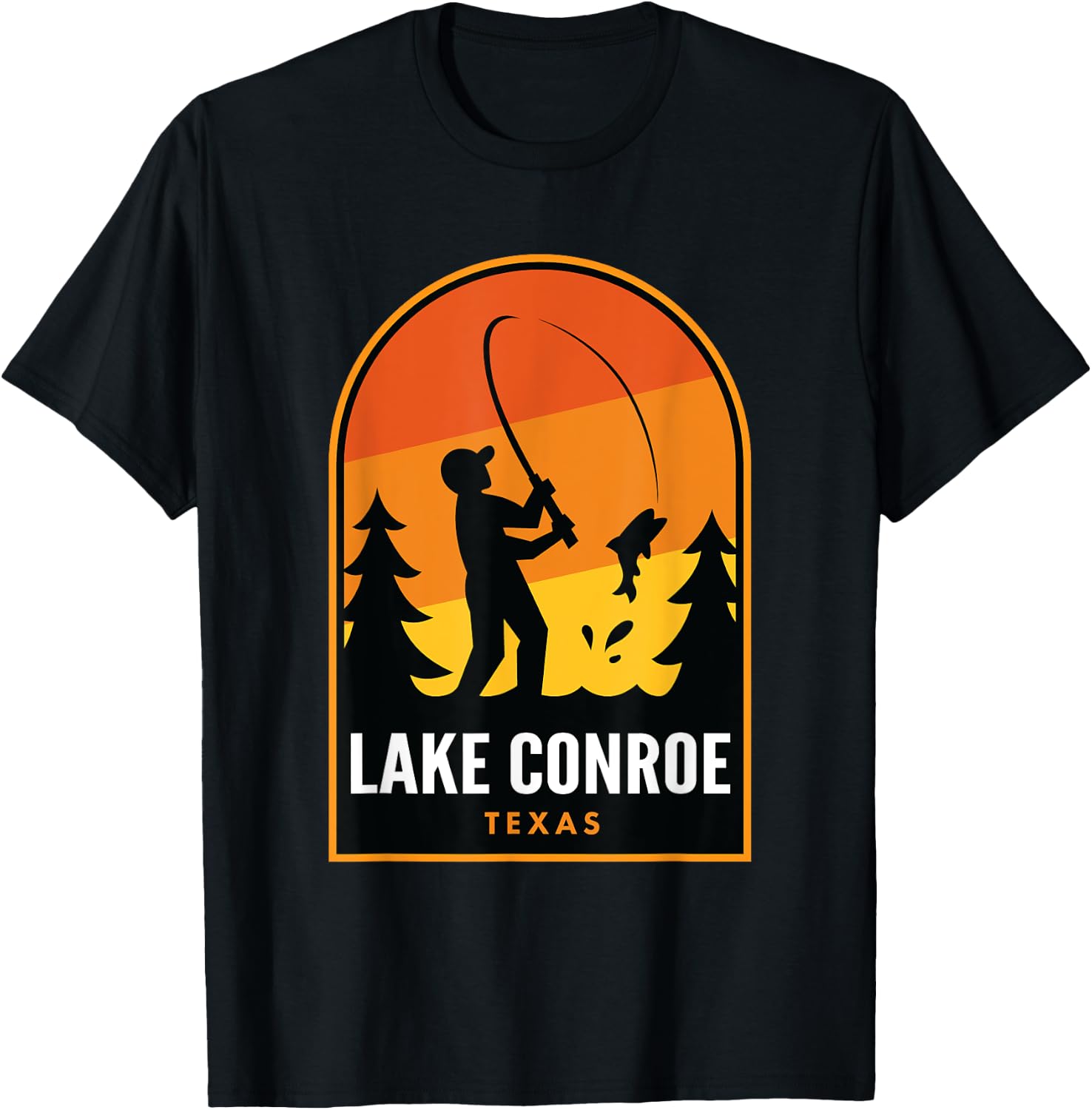 Lake Conroe Texas Fishing T-Shirt - T-Shirt | Black