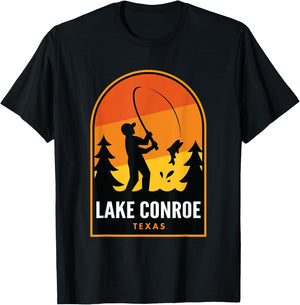 Lake Conroe Texas Fishing T-Shirt - T-Shirt | Black