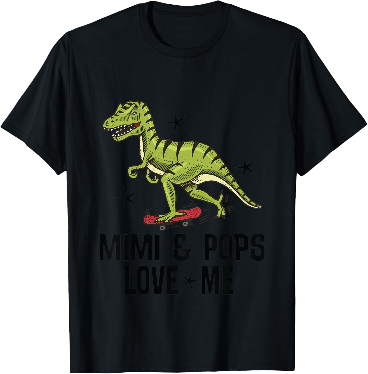 Kids Mimi and Pops Love Me Grandson Dinosaur T-Shirt - T-Shirt | Black