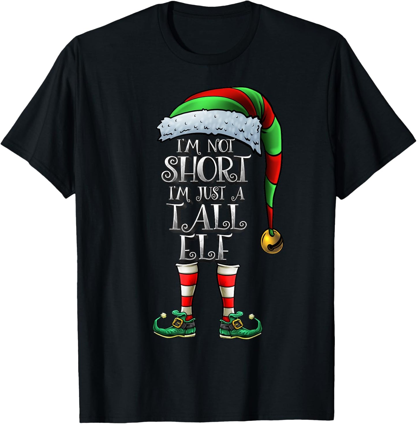 Not Short Elf Shirt Matching Family Not Short Christmas Elf T-Shirt - T-Shirt | Black
