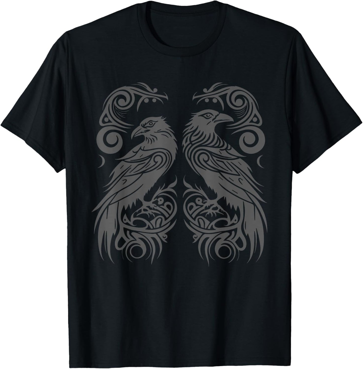 Odins Raven Norse Mythology Viking Birds Celtic Knots Asgard T-Shirt - T-Shirt | Black