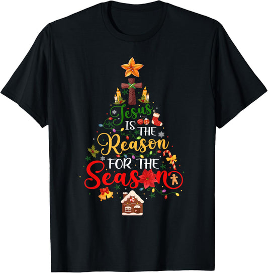 Jesus is The Reason for The Season Christian Faith Christmas T-Shirt - T-Shirt | Black