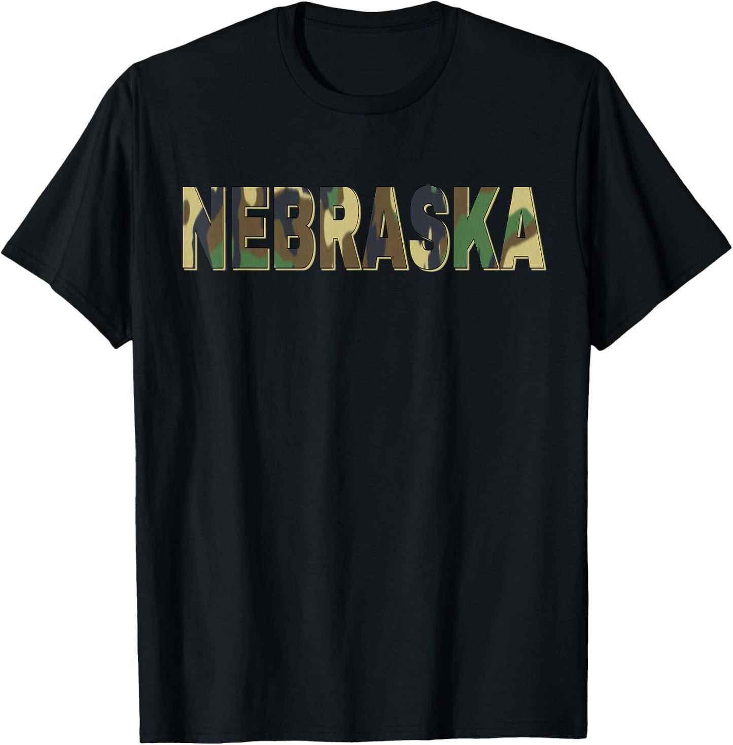 Nebraska Camouflage Men Women & Kids Camo Nebraska T-Shirt - T-Shirt | Black