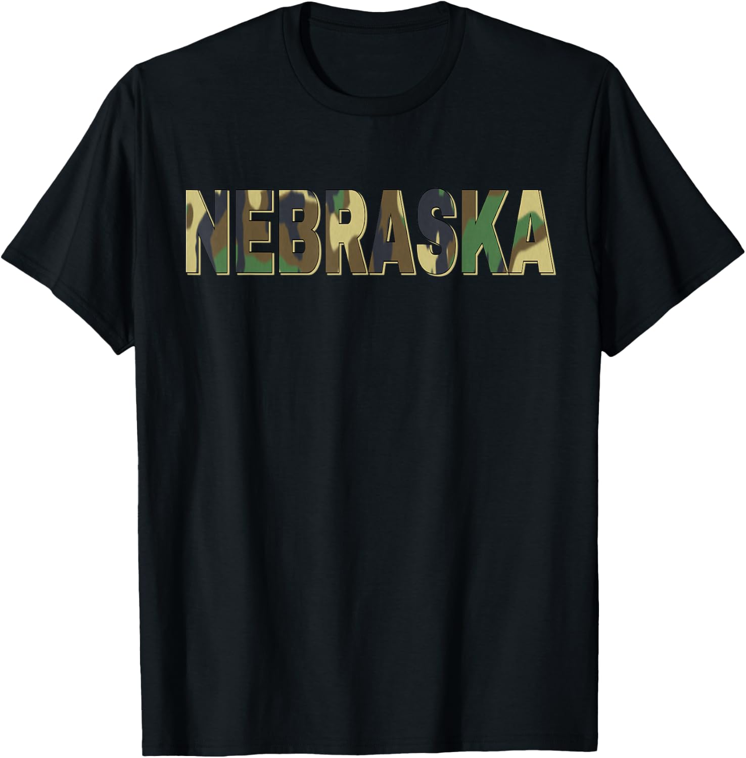 Nebraska Camouflage Men Women & Kids Camo Nebraska T-Shirt - T-Shirt | Black