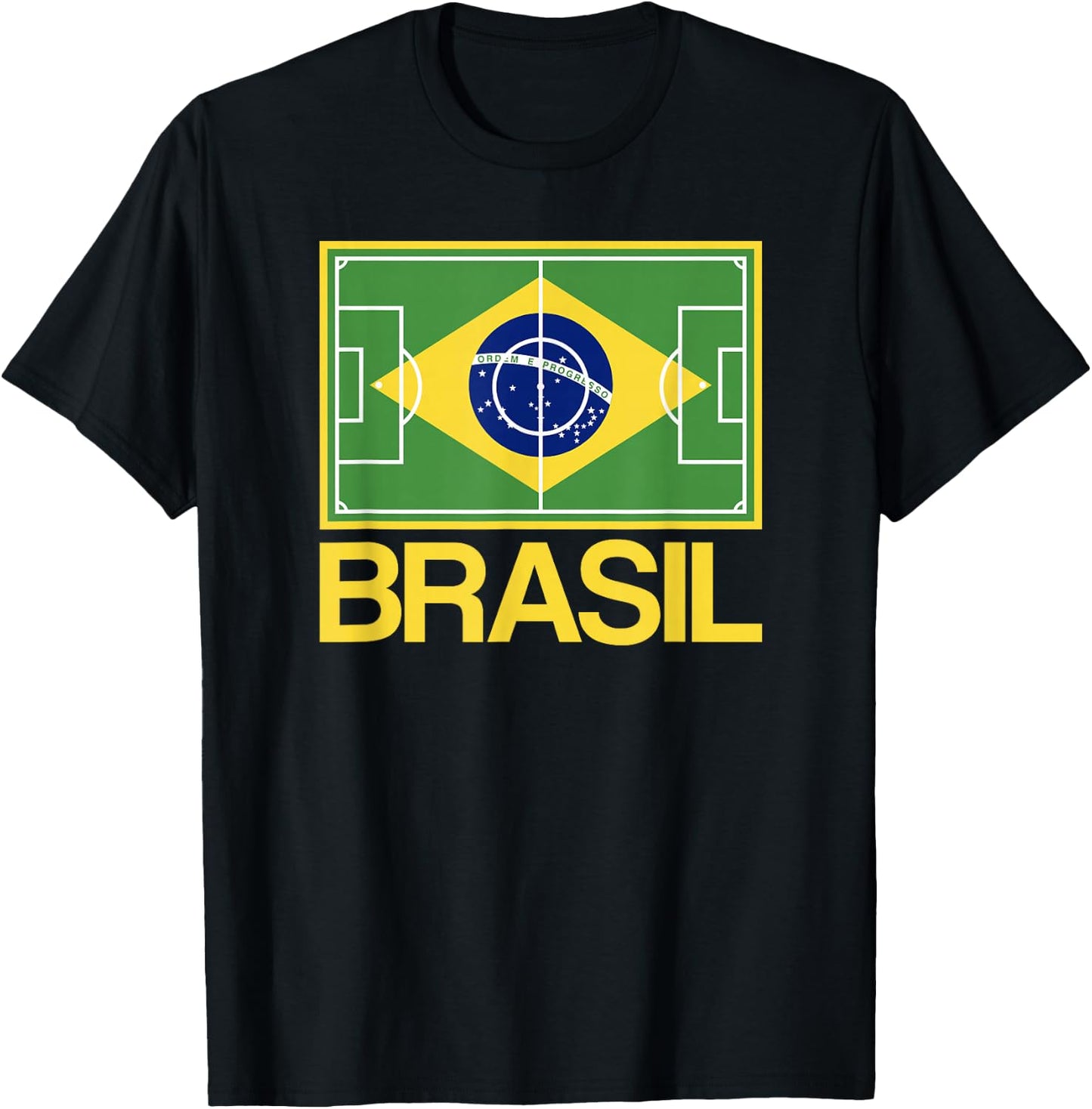 Brazil Soccer Field Flag Brasil Country Brazilian Pride T-Shirt - T-Shirt | Black