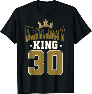 Birthday King 30 Bday Party Celebration 30th Royal Theme T-Shirt - T-Shirt | Black