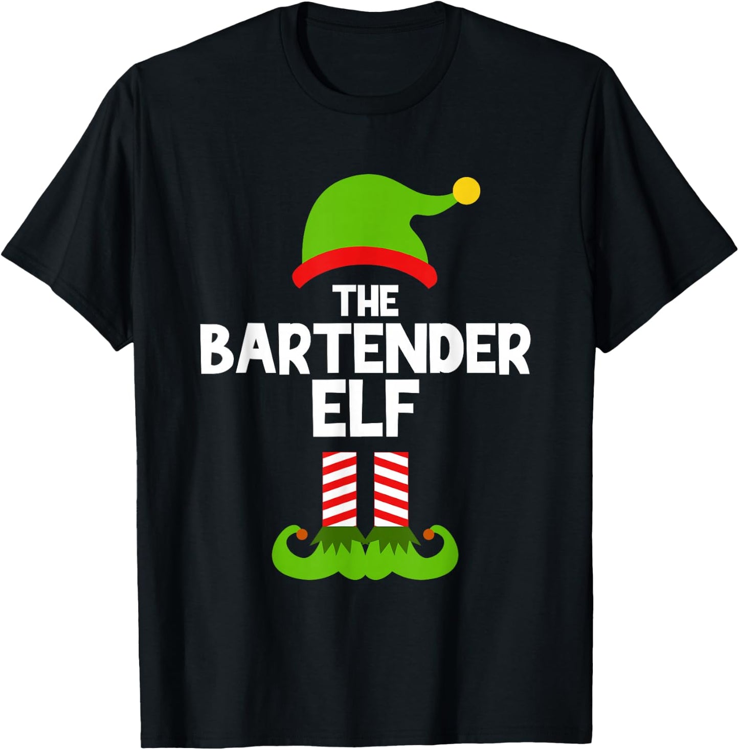 Funny The Bartender Elf Christmas Family Party Pajama T-Shirt - T-Shirt | Black