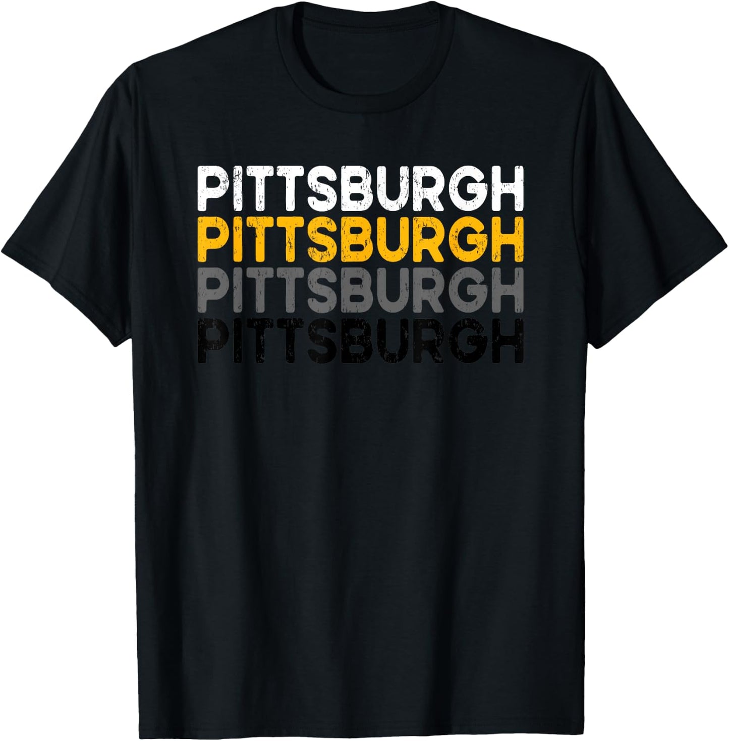 Pittsburgh 412 Pride Love Yinzer Faded PA Letters PGH T-Shirt - T-Shirt | Black