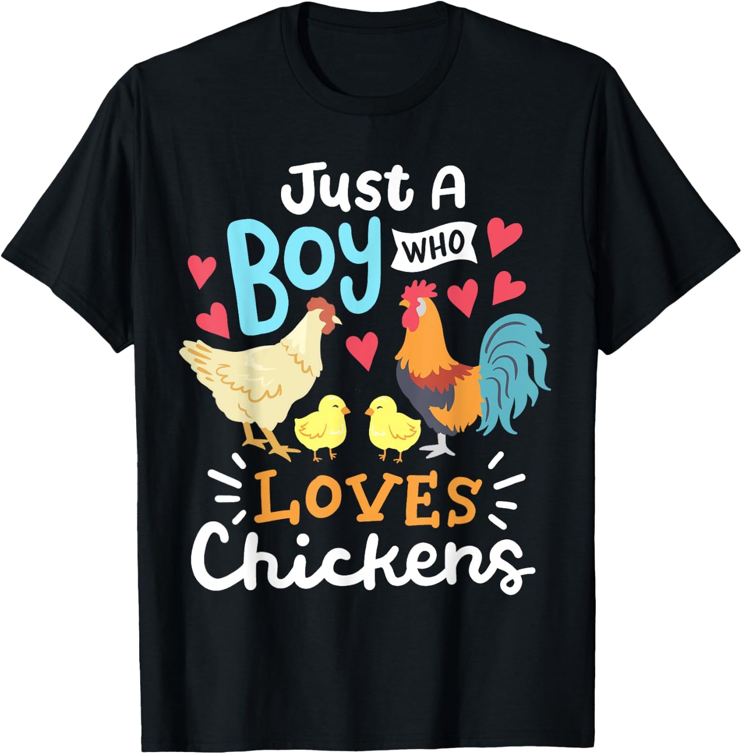 Just A Boy Who Loves Chickens Farm Chicken T-Shirt - T-Shirt | Black