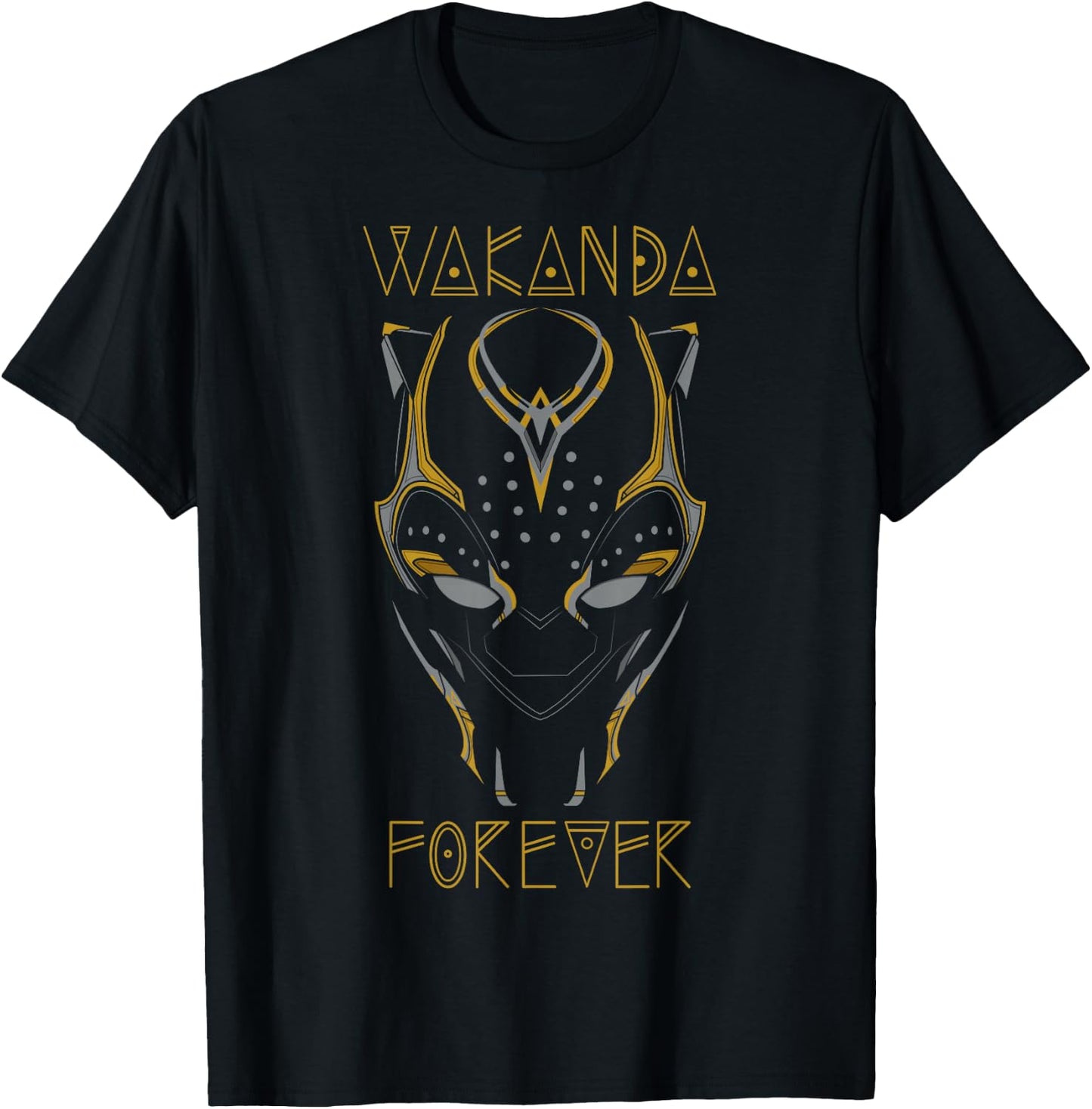 Marvel Black Panther: Wakanda Forever Gold Mask Emblem T-Shirt - T-Shirt | Black