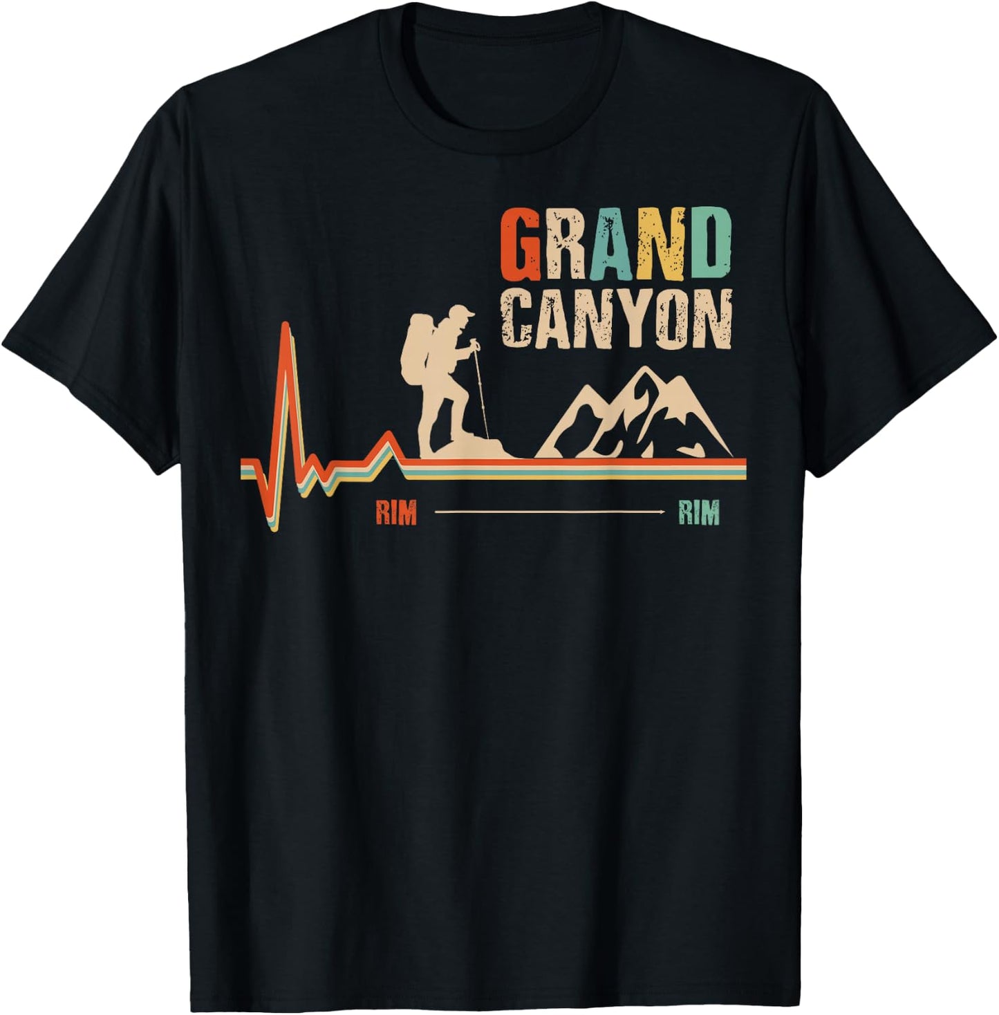 Grand Canyon National Park - Rim - Rim - Retro Hiking T-Shirt - T-Shirt | Black