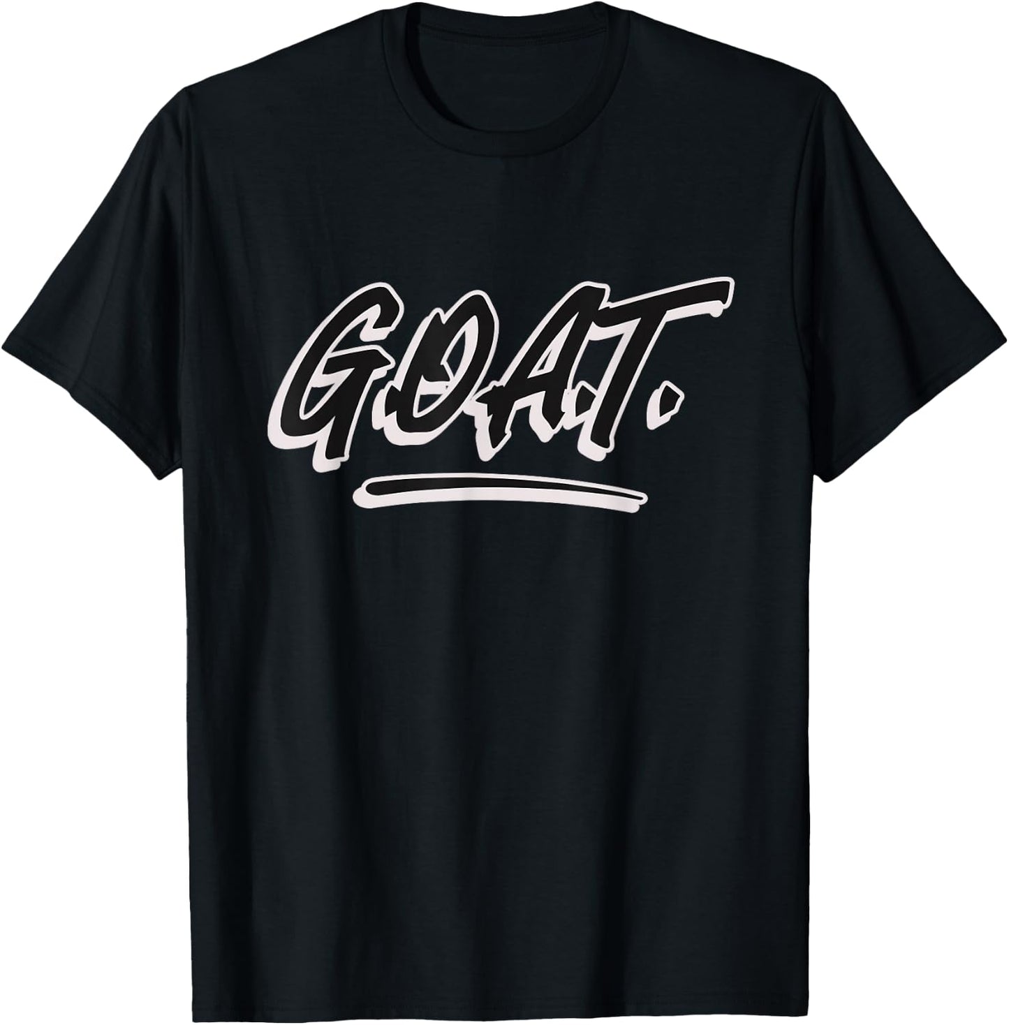 G.O.A.T. Men's Black Letter Print Modern Casual T-Shirt - T-Shirt | Black