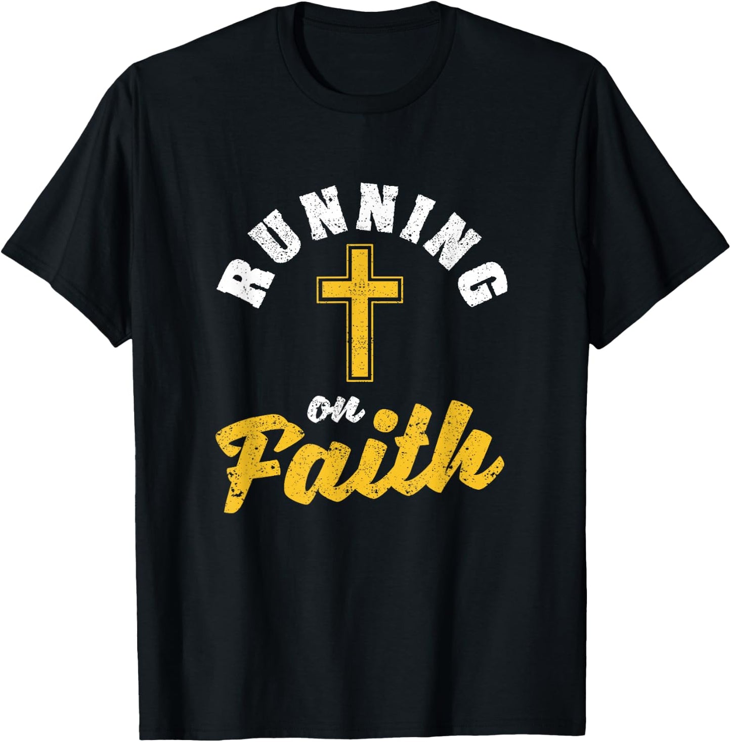 Running On Faith Funny Christian Workout Runner Religious T-Shirt - T-Shirt | Black