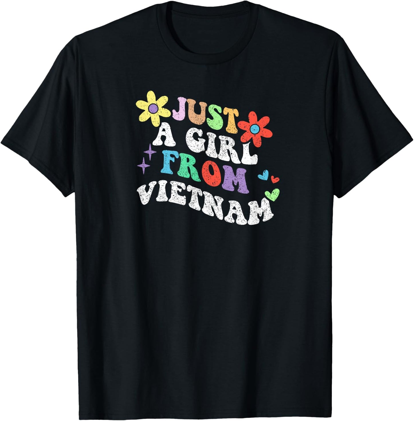 Retro Groovy Just A Girl From Vietnam Mother's Day 2023 T-Shirt - T-Shirt | Black