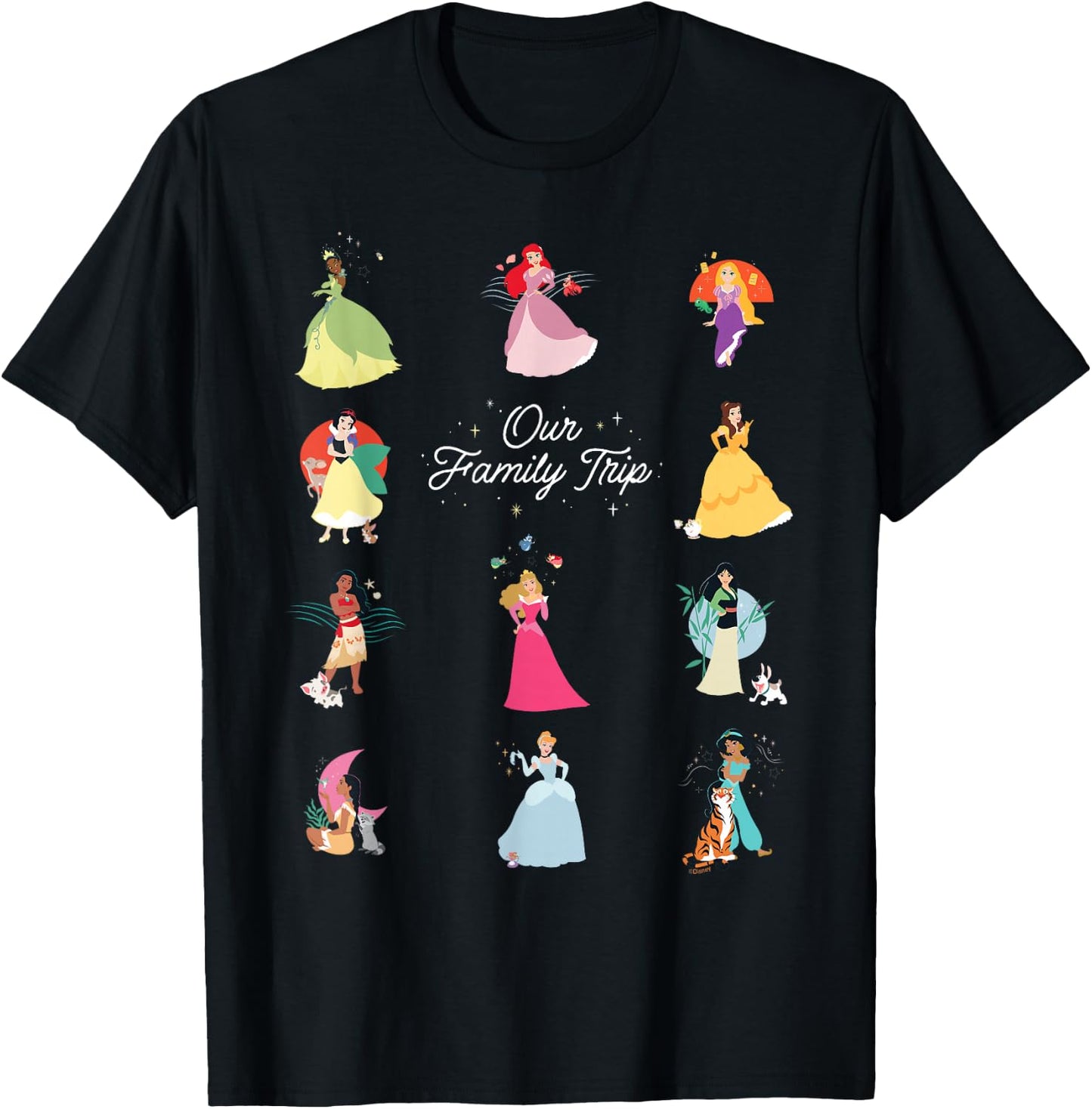 Disney Princess Our Family Trip Vacation Travel Holiday T-Shirt - T-Shirt | Black