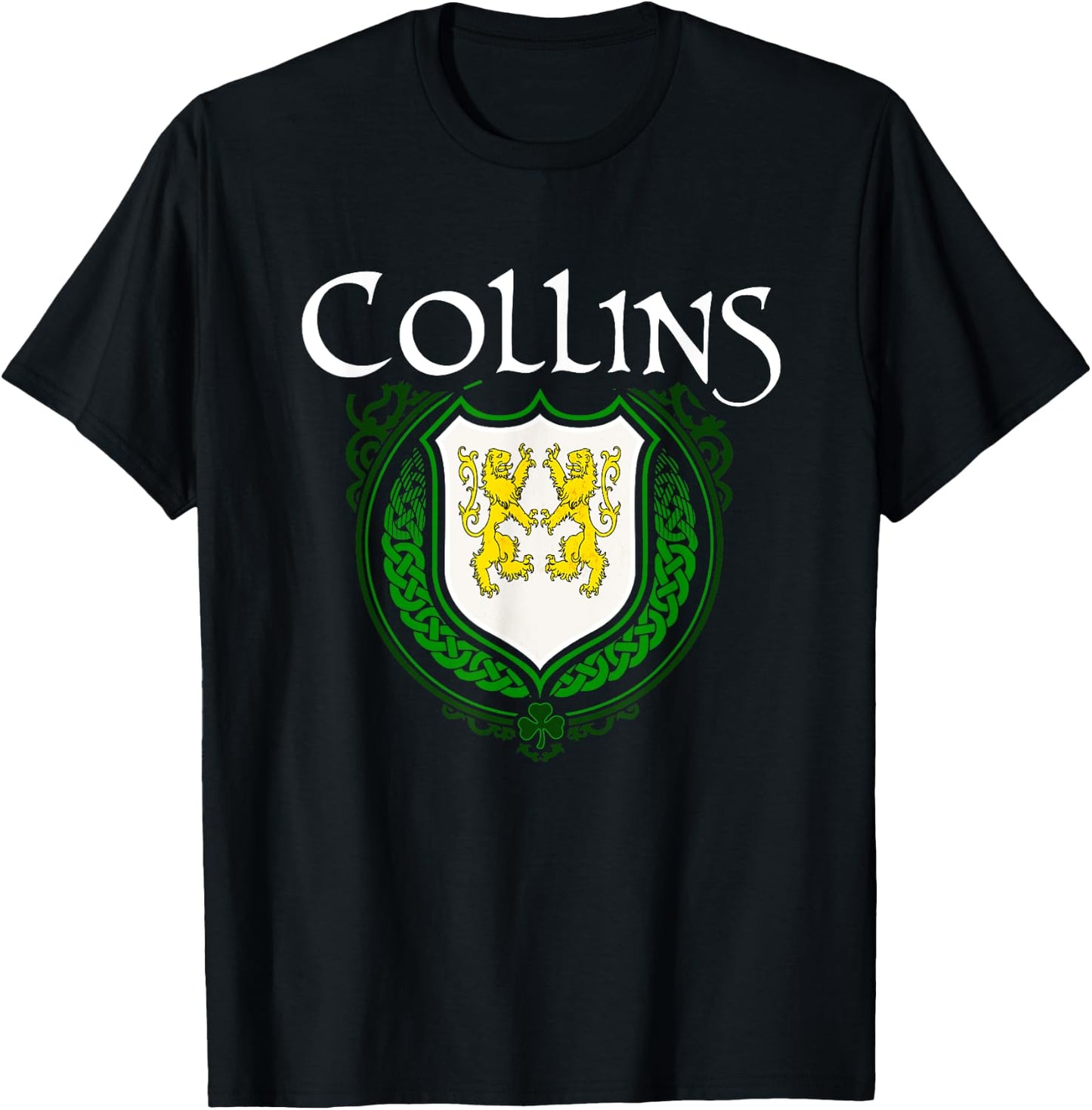 Collins Surname Irish Clan Tartan Badge Ireland T-Shirt - T-Shirt | Black
