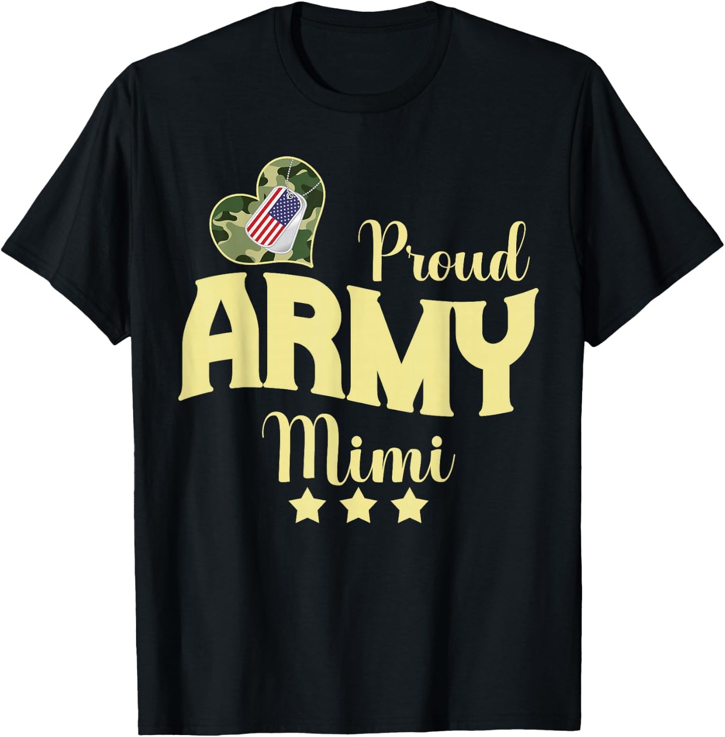 Proud Army MIMI Camouflage Dog Tag Family Matching T-Shirt - T-Shirt | Black