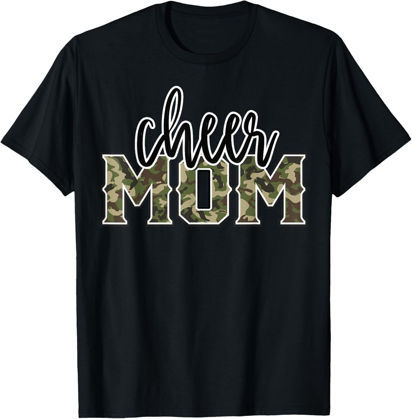 Cheer Mom Camo Funny Cheer Crew Cheerleader Mothers Day T-Shirt - T-Shirt | Black