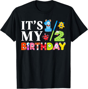 It's My 1/2 Birthday Little Monster Party Half 6 Months Old T-Shirt - T-Shirt | Black