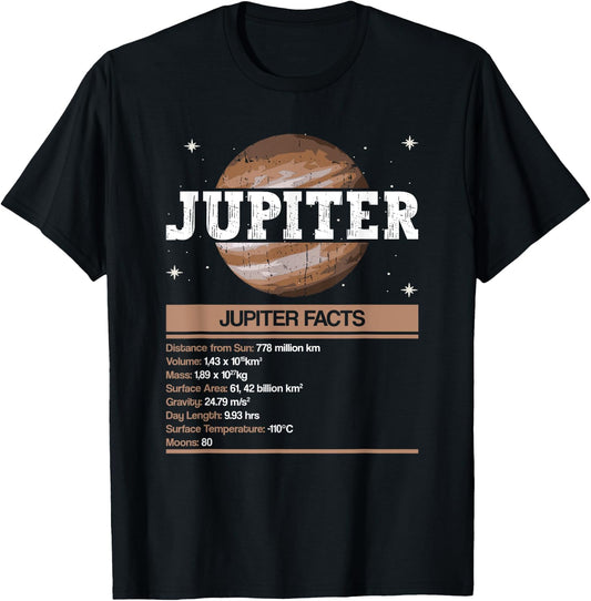 Jupiter Facts - Jupiter Planet Space Lover T-Shirt - T-Shirt | Black