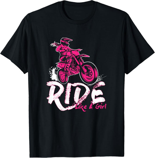 Ride Like A Girl Motocross Shirt Dirt Bikers Supercross T-Shirt - T-Shirt | Black