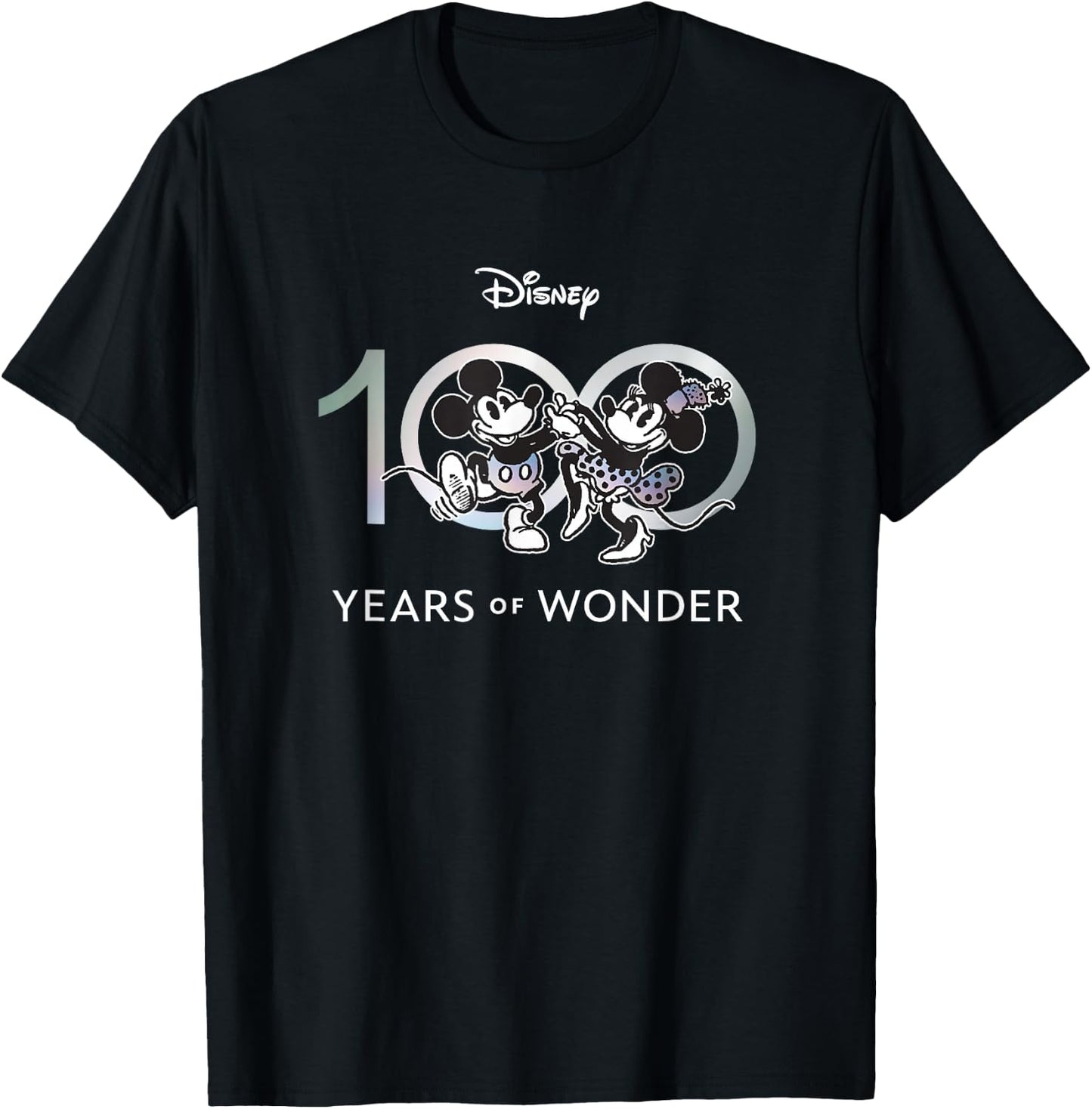 Disney 100 Years of Wonder Mickey & Minnie Dancing Retro Short Sleeve , Black, Small T-Shirt - T-Shirt | Black