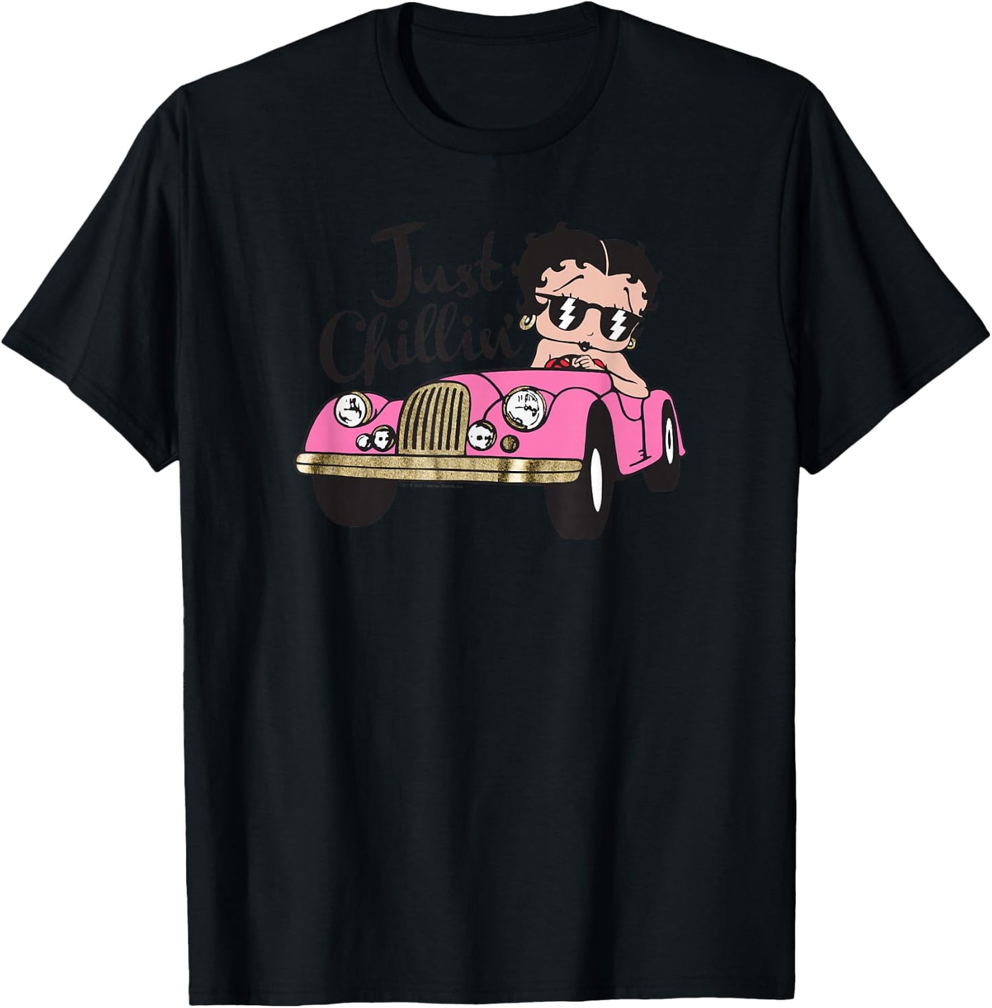 Betty Boop Pink Car Just Chillin' T-Shirt - T-Shirt | Black