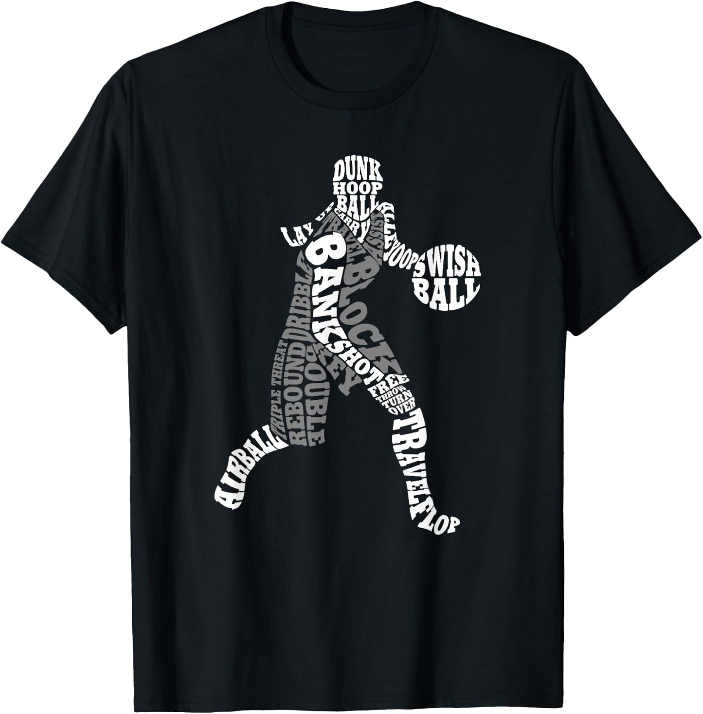 Female Basketball Player Typography Word Art T-Shirt - T-Shirt | Black