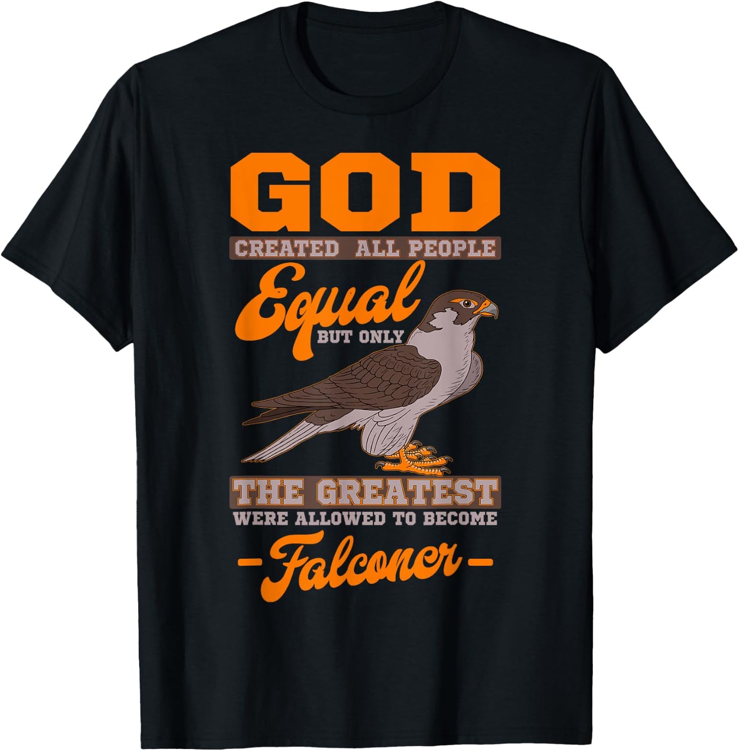 Falconer Falconry Hawking Apparel -Adults Black Modern Short Sleeve Small Hunting T-Shirt - T-Shirt | Black