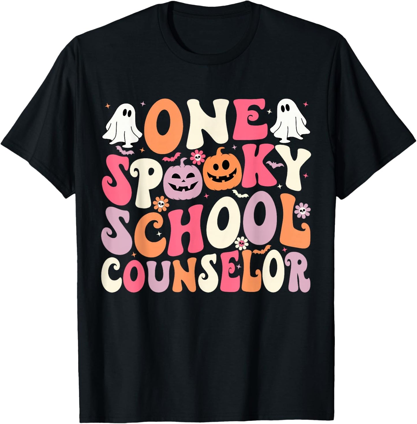 One Spooky School Counselor Halloween Teacher Counseling T-Shirt - T-Shirt | Black