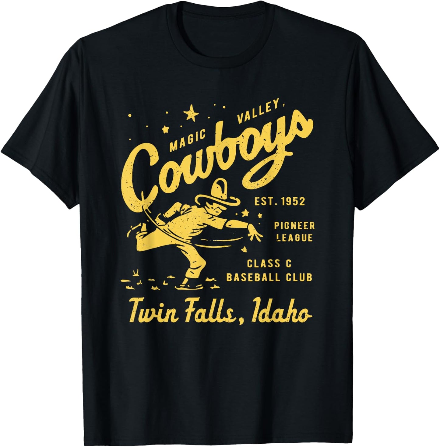 Twin Falls Magic Valley Cowboys Idaho Defunct Baseball T-Shirt - T-Shirt | Black