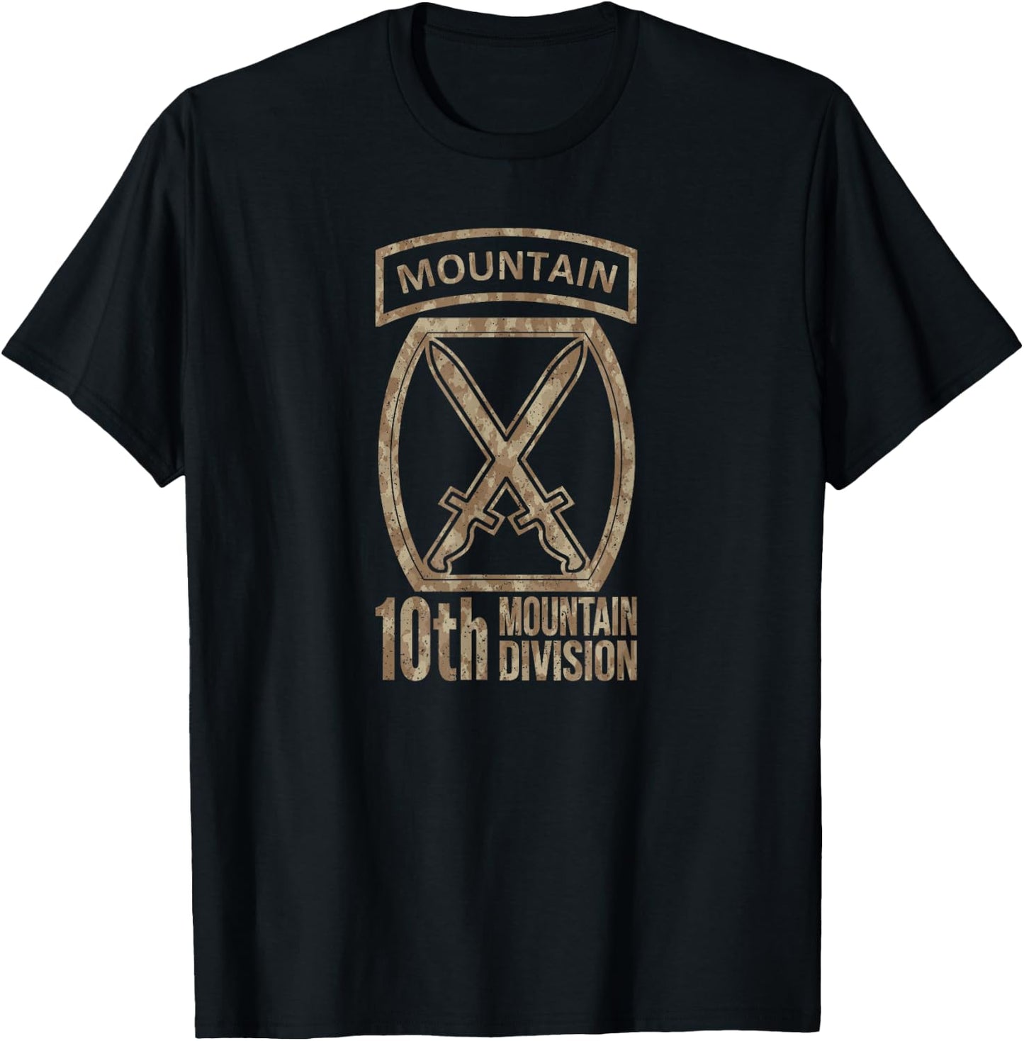 10th Mountain Division Army Infantry Us Usa Veteran Camo T-Shirt - T-Shirt | Black