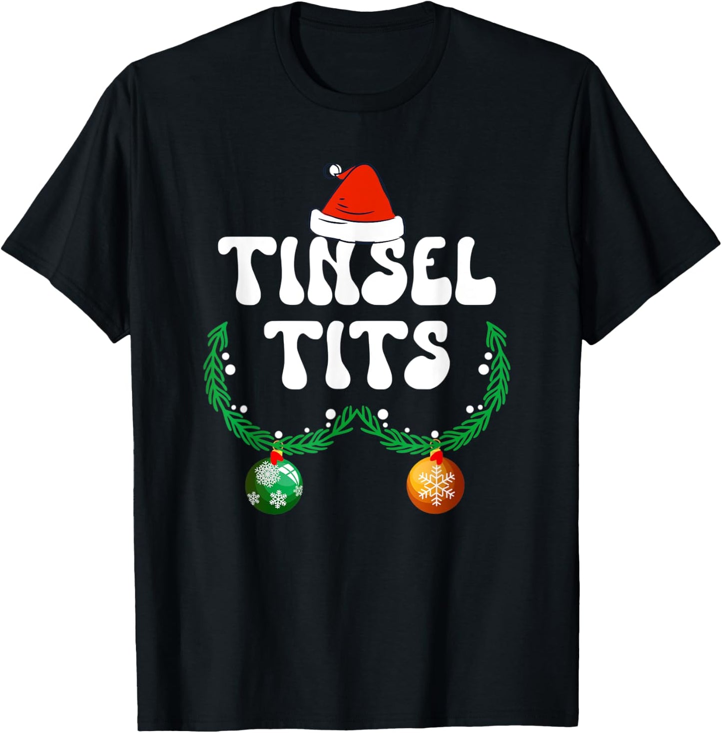 Jingle Balls Tinsel Tits Couple Chestnuts Christmas Pajamas T-Shirt - T-Shirt | Black