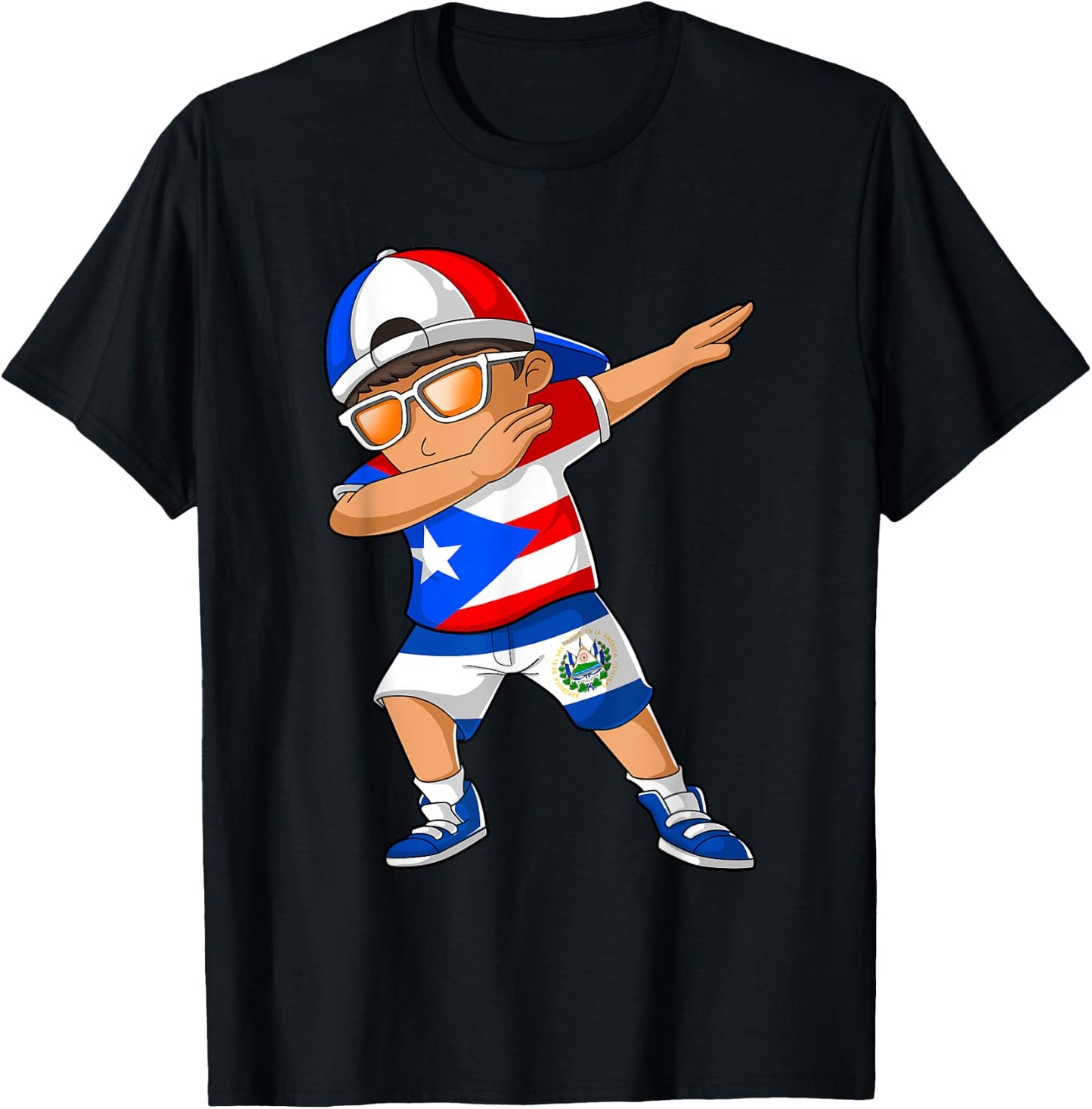 Half Puerto Rican Half Salvadoran Boy Puerto Rico Flag T-Shirt - T-Shirt | Black