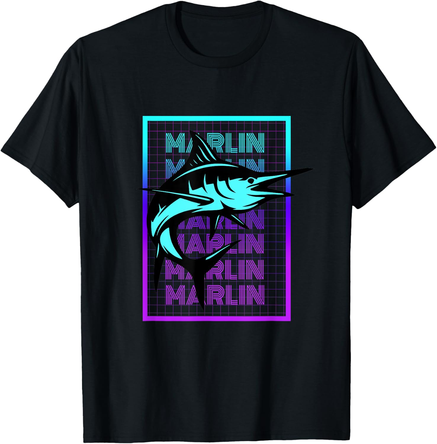 Marlin Fish Vintage Retro Marlin T-Shirt - T-Shirt | Black
