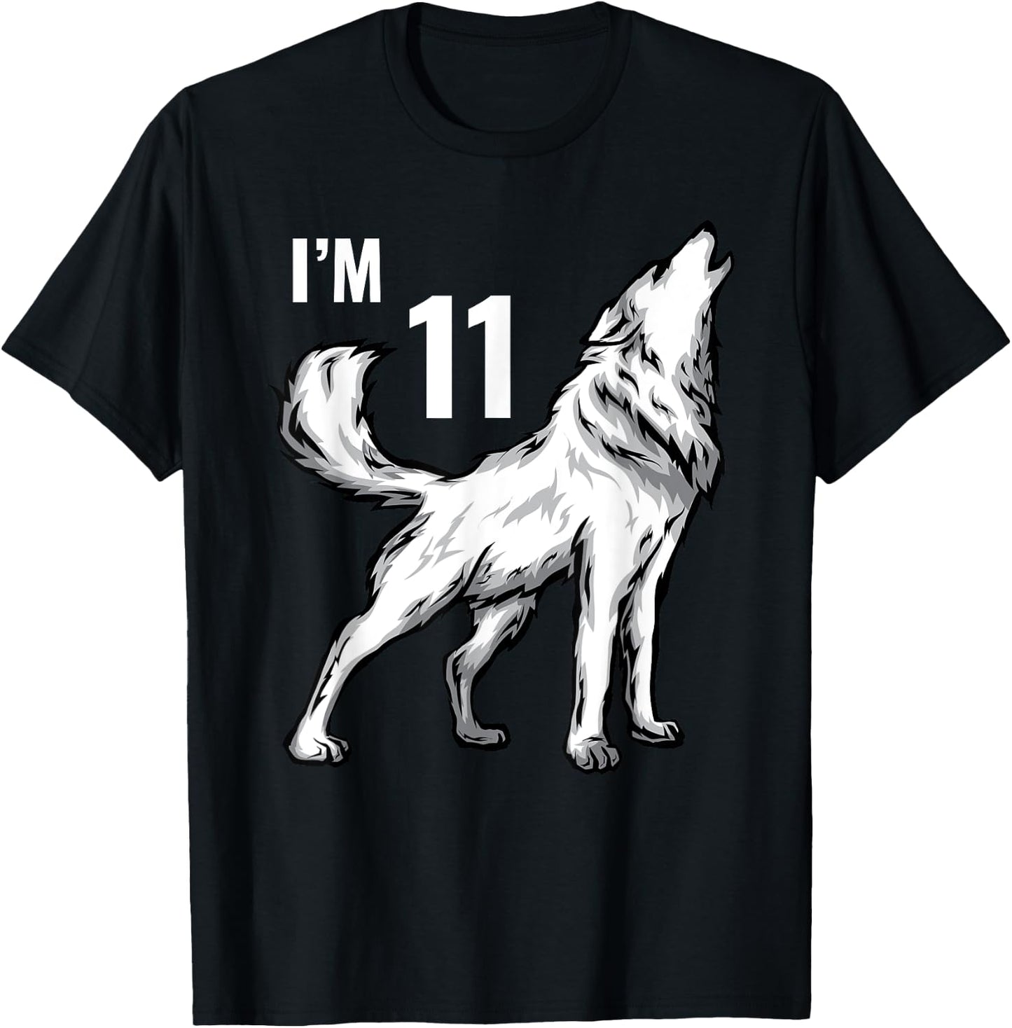 11th Birthday 11 Years Wolf Cub Howling Wolf Pack Wildlife T-Shirt - T-Shirt | Black