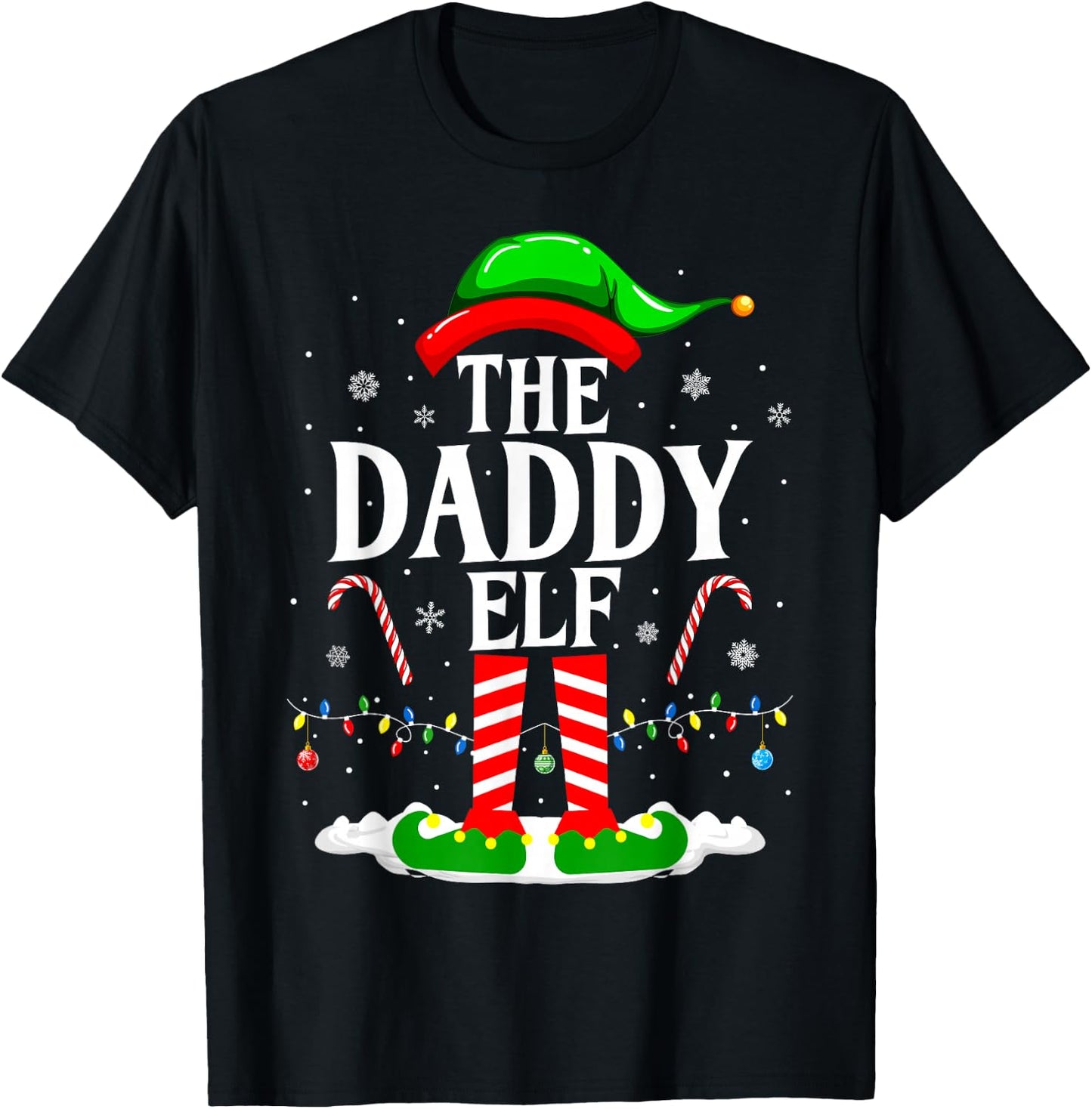 The Daddy Elf Funny Xmas Elf Matching Family Christmas T-Shirt - T-Shirt | Black